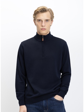 varda ανδρικό πουλόβερ μονόχρωμο half zip regular fit για