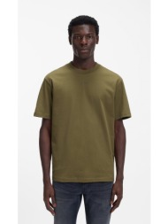 hugo ανδρικό μονόχρωμο βαμβακερό t-shirt relaxed fit με logo print για casual εμφανίσεις