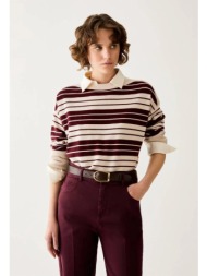 pennyblack γυναικείο ριγέ πλεκτό πουλόβερ wool blend straight fit για smart casual εμφανίσεις