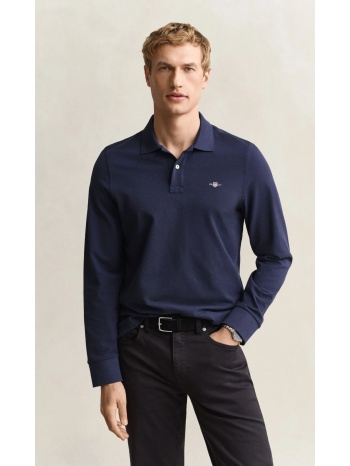 gant ανδρικό μακρυμάνικο βαμβακερό polo regular fit για