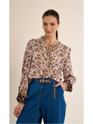 molly bracken γυναικεία εμπριμέ μπλούζα με floral μοτίβο και ελαστικά μανίκια regular fit για smart 