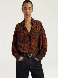 momoni γυναικείο εμπριμέ πουκάμισο με floral σχέδιο relaxed fit για statement εμφανίσεις