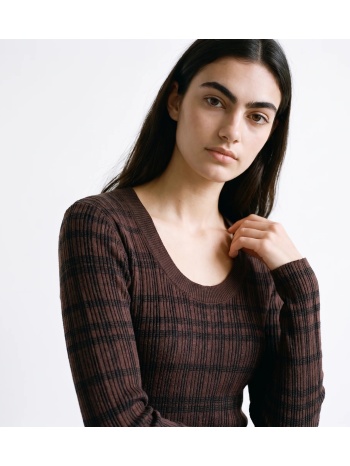 artlove γυναικείο καφέ jacquard πλεκτό slim fit για all-day