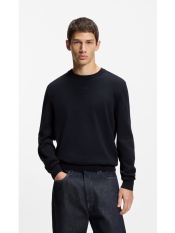 hugo ανδρικό μονόχρωμο βαμβακερό πουλόβερ με logo slim fit