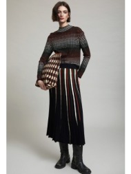 skatie γυναικεία ριγέ πλεκτή midi φούστα flared fit για business & formal εμφανίσεις