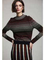 skatie γυναικείο εμπριμέ πλεκτό ζιβάγκο με intarsia καρό μοτίβο για smart casual εμφανίσεις