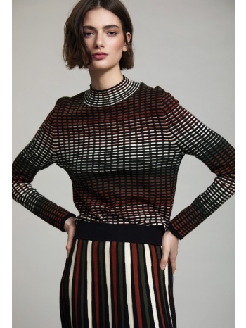 skatie γυναικείο εμπριμέ πλεκτό ζιβάγκο με intarsia καρό