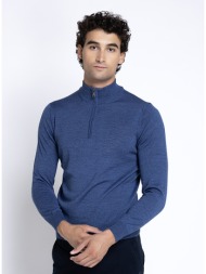 ανδρικό μονόχρωμο πλεκτό regular fit half zip και ψηλό γιακά για smart casual εμφανίσεις