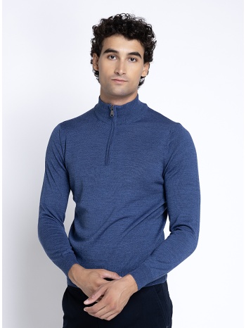 ανδρικό μονόχρωμο πλεκτό regular fit half zip και ψηλό σε προσφορά