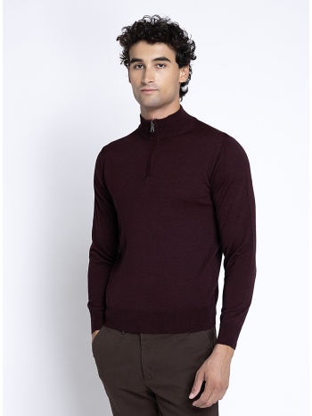 ανδρικό μονόχρωμο πλεκτό regular fit half zip και ψηλό σε προσφορά