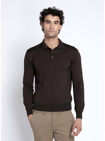 ανδρικό μονόχρωμο πλεκτό polo regular fit για smart casual σε προσφορά