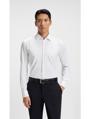 boss ανδρικό μονόχρωμο πουκάμισο slim fit με 4-way stretch