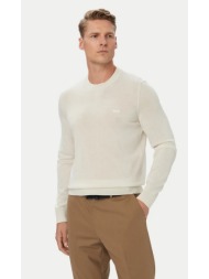 boss ανδρικό μονόχρωμο πουλόβερ merino με κεντημένο λογότυπο για business & casual εμφανίσεις