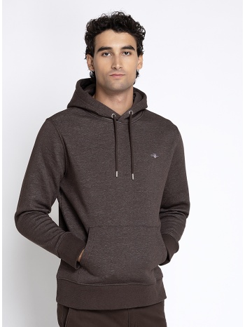gant ανδρικό καφέ φούτερ με κουκούλα regular fit για