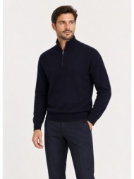 camicissima ανδρικό μονόχρωμο cashmere blend πλεκτό ημιζιβάγκο με φερμουάρ regular fit για smart cas
