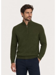 camicissima ανδρικό μονόχρωμο cashmere blend πλεκτό ημιζιβάγκο με φερμουάρ regular fit για smart cas