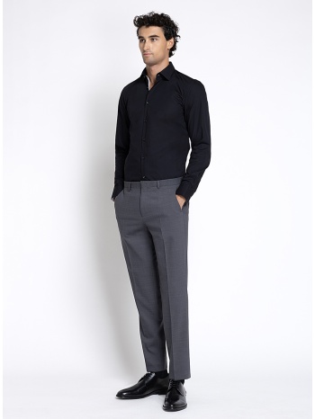 hugo ανδρικό σκούρο γκρι παντελόνι wool blend slim fit για