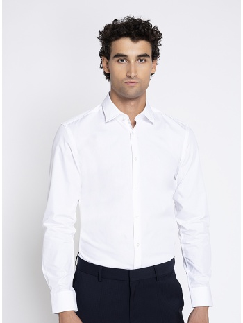 hugo ανδρικό μονόχρωμο βαμβακερό πουκάμισο slim fit για