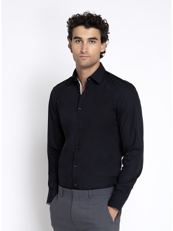 hugo ανδρικό μονόχρωμο βαμβακερό πουκάμισο slim fit για