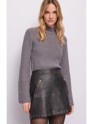 gaudi γυναικείο γκρι πλεκτό ζιβάγκο με strass regular fit για smart casual εμφανίσεις