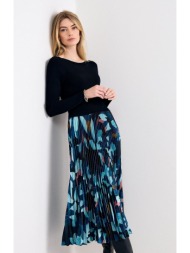 phase eight γυναικείο πλεκτό midi φόρεμα regular fit με εμπριμέ μοτίβο και πλισέ φούστα για business