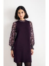 phase eight γυναικείο μωβ πλεκτό mini φόρεμα regular fit με μακριά μανίκια για smart casual & evenin