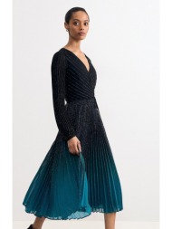 phase eight γυναικείο ombre midi φόρεμα regular fit πλισέ με v λαιμόκοψη και ζώνη για occasion & eve