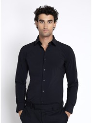 boss ανδρικό μονόχρωμο πουκάμισο slim fit performance stretch jersey για business & formal εμφανίσει