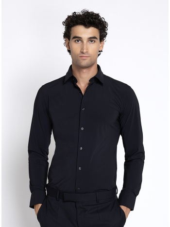 boss ανδρικό μονόχρωμο πουκάμισο slim fit performance
