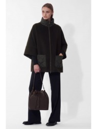 cinzia rocca γυναικεία κάπα wool blend με κασμίρ με φερμουάρ και καπιτονέ λεπτομέρειες oversized fit