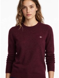 gant γυναικείο μονόχρωμο πλεκτό από μαλλί merino και βαμβάκι regular fit για smart casual εμφανίσεις