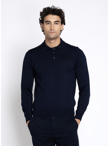 ανδρικό μονόχρωμο πλεκτό polo regular fit για smart casual σε προσφορά