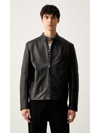 hugo ανδρικό δερμάτινο μπουφάν regular fit για smart casual