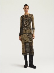 momoni γυναικείο midi φόρεμα με lurex jacquard σχέδιο regular fit για βραδινές & formal εμφανίσεις