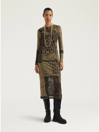 momoni γυναικείο midi φόρεμα με lurex jacquard σχέδιο