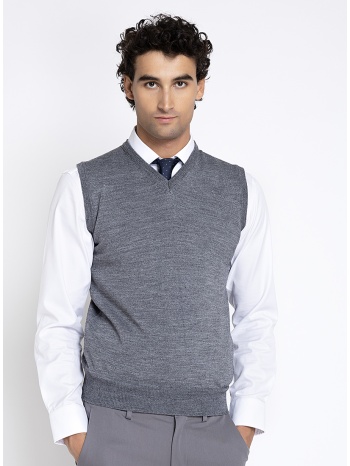 ανδρικό πλεκτό γιλέκο wool blend με v λαιμόκοψη regular fit σε προσφορά