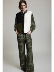 skatie γυναικείο boucle πλεκτό γιλέκο με κουμπιά και colorblock σχέδιο regular fit για smart casual 