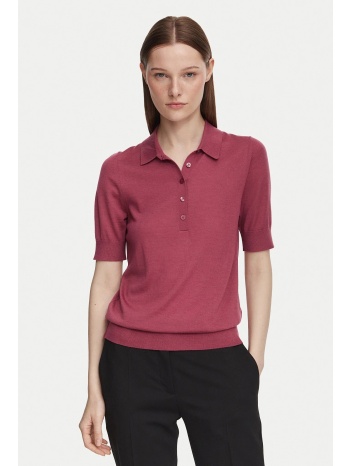boss γυναικείο μονόχρωμο μάλλινο polo regular fit για smart