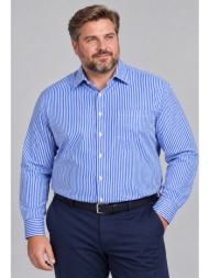 camicissima plus size ανδρικό μπλε ριγέ βαμβακερό πουκάμισο regular fit για business & smart casual 