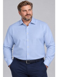 camicissima plus size ανδρικό γαλάζιο βαμβακερό πουκάμισο regular fit ψαροκόκαλο για business & form