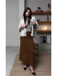 luna llena γυναικεία καφέ πλεκτή maxi φούστα linnea regular fit για smart casual εμφανίσεις