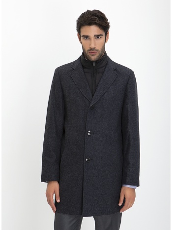 παλτό μάλλινο modern fit σε μπλε σκούρο
