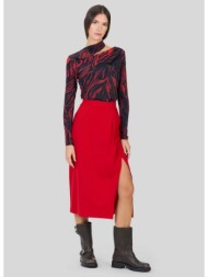 caractere γυναικεία μακρυμάνικη μπλούζα σε εμπριμέ κόκκινο