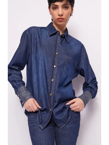 gaudi γυναικείο denim πουκάμισο oversized fit με στρας σε σε προσφορά