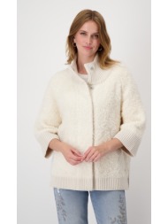 monari γυναικεία κάπα μπουκλέ oversized fit σε ivory