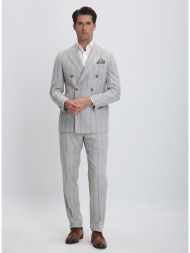 hd x vardas ανδρικό κοστούμι slim fit ριγέ ανοιχτό γκρι