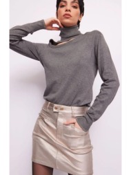 gaudi γυναικείο πουλόβερ με ζιβάγκο σε γκρι