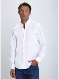 boss ανδρικό πουκάμισο button down slim fit σε λευκό
