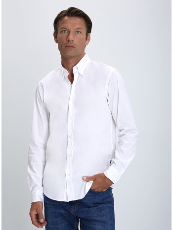 boss ανδρικό πουκάμισο button down slim fit σε λευκό σε προσφορά