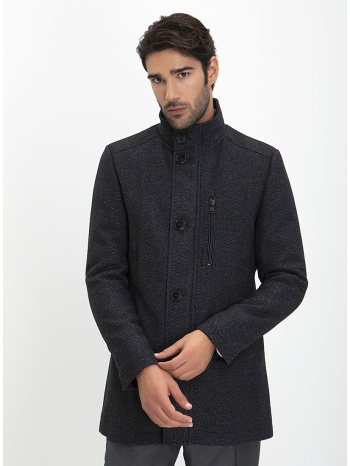 ημίπαλτο με μικροσχέδιο modern fit σε μπλε σκούρο